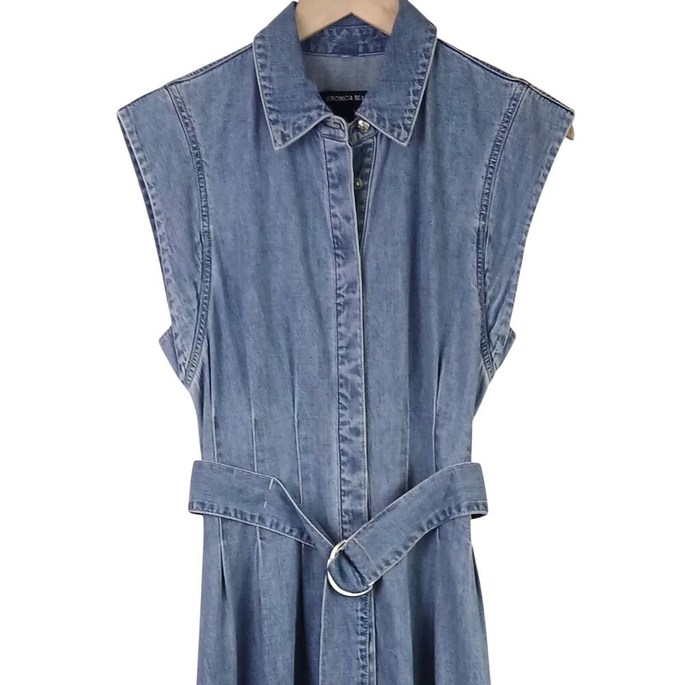 Veronica Beard Light Blue Denim Midi Shirt Dress - Picture 3 of 6